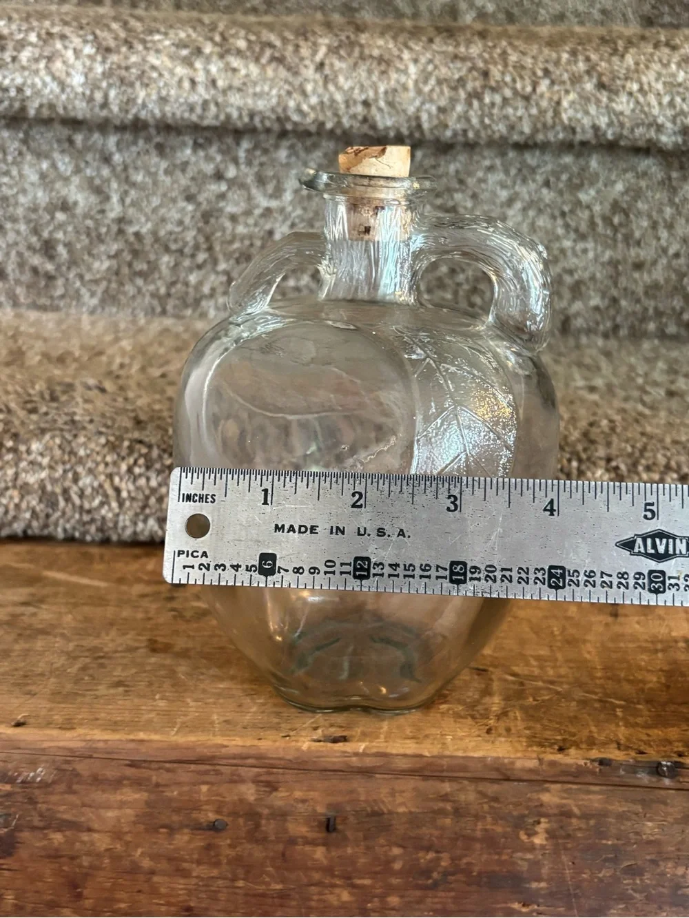 Clear Glass Apple-Shaped Decorative Bottle with Cork